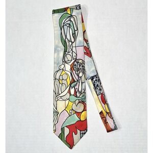 Vintage Picasso Necktie Men's OS Multicolor The Sculptor Artsy 80s Cubist Retro